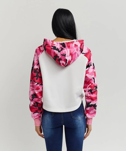 Reason Cropped Hoodie Women’s Large Pink White Baddie Camo - Picture 5 of 5