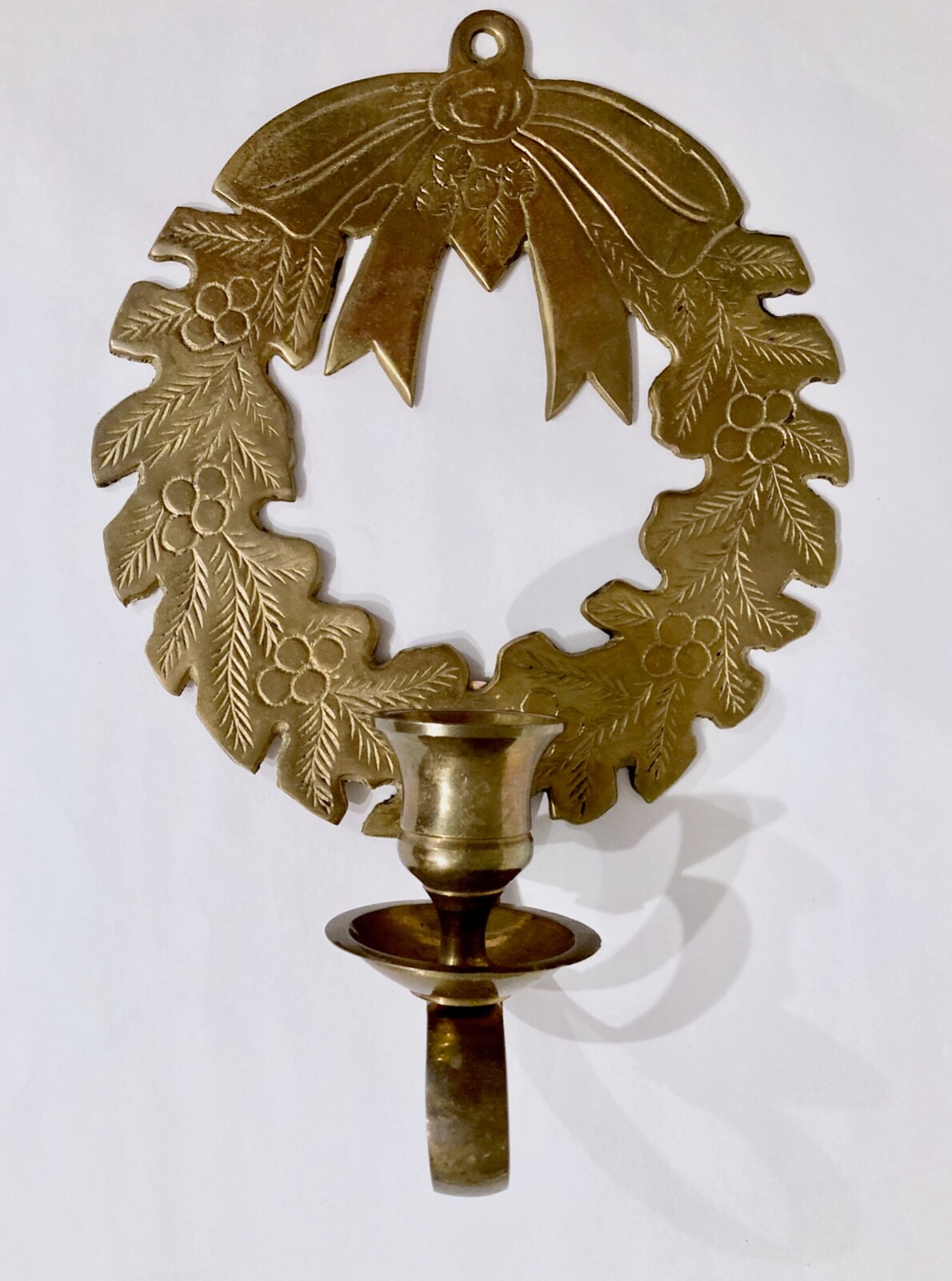 Solid Brass Candle Holder Hosley Wreath Metal Handcraft India Christmas Holiday