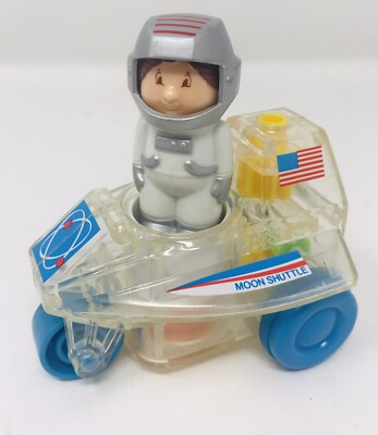 Vintage 1988 Playskool Working Go Go Gears Moon Shuttle Vehicle with Astronaut