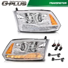 Fit For 09-18 Ram 1500 2500 3500 Clear LED DRL Projector Headlights W/ Harness