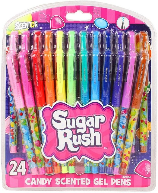 Sugar Rush Candy Scented Glitter Gel Pens for Kids, 24 Count from