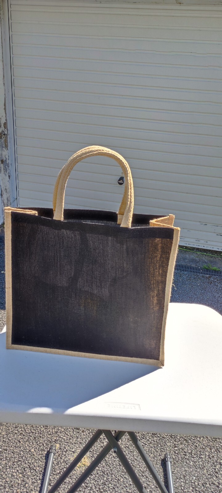 Large Jute Shopping Bag Eco Friendly Hessian Shopper 39x 50 x15cm image 2