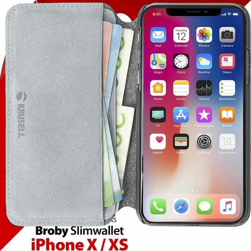 Krusell GENUINE SUEDE LEATHER Broby Case Wallet Cover for Apple iPhone X / XS - Picture 3 of 12