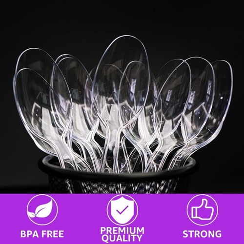 Heavy Duty Disposable Plastic Spoons, 100 Count, for Party, Picnic, Camping - Picture 4 of 6