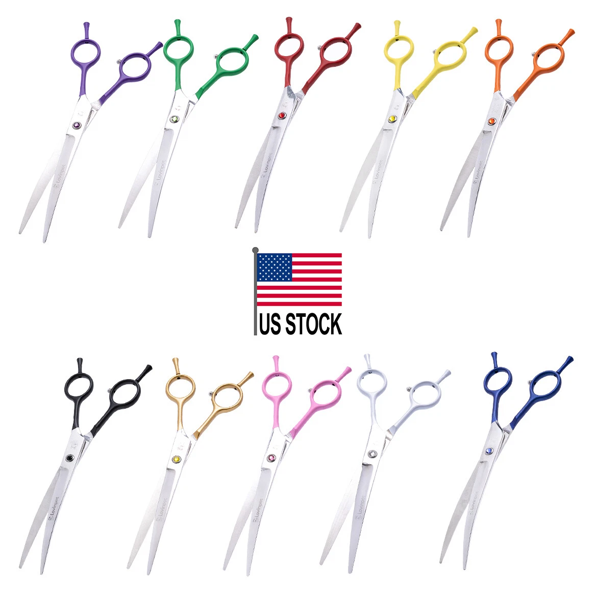 LovinPet Pet Grooming Scissors Dog Cat 7" Professional Curved Shear Hair Cutting