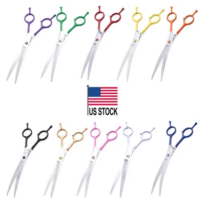 LovinPet Pet Grooming Scissors Dog Cat 7" Professional Curved Shear Hair Cutting