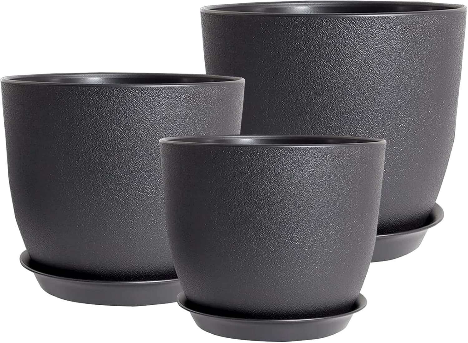 PROFIKLA 20cm, 18cm, 16cm Plastic Plant Pots, Plant Pots with Drainage Holes and