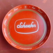 Vintage Schaefer Beer Tray Metal Tin Red 12" Canco "Americas Oldest Lager Beer"