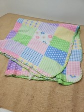 Vintage Pastel Plaid Patterned Baby Blanket Flannel Lovey Nostaligic Stitched
