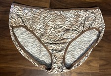 Vintage Panties Nylon Second Skin SATIN High-Cut Brief Cabernet XXL Animal Print