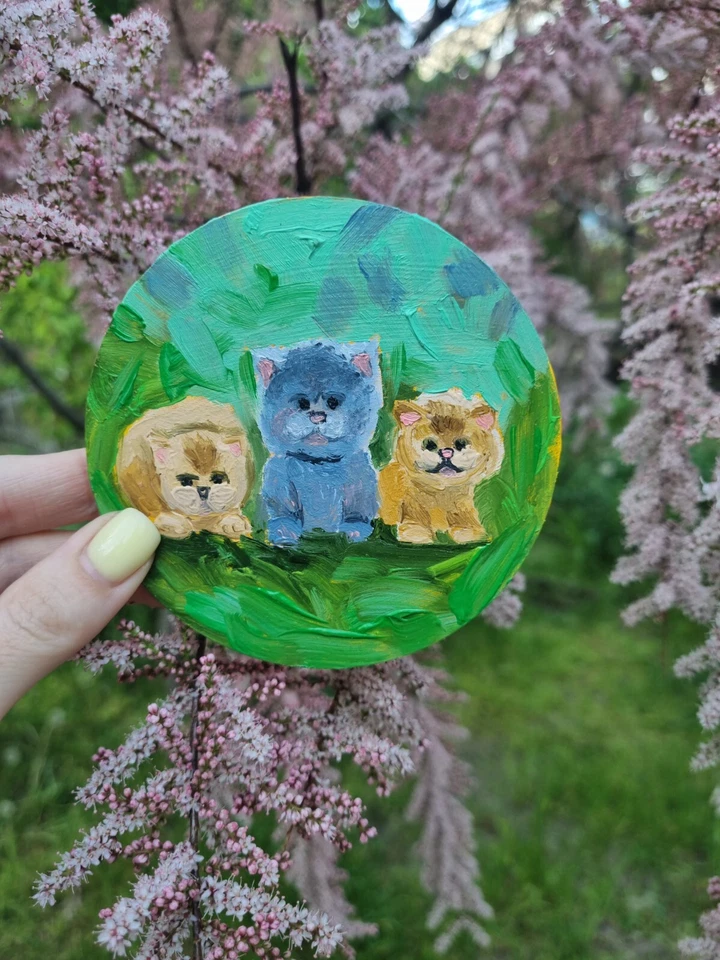 Arte de pared pinturas al óleo para gatitos de guardería decoración para niños gatito blanco Foto 4 de 4