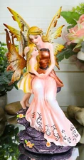 Fantasy Mother Fairy with Little Daughter Figurine Statue 8.75"H Meadow Legend