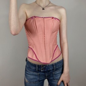 Ann Summers Corset 8 S Peach Purple Lingerie Croptop Lace Up Sexy Lolita y2k