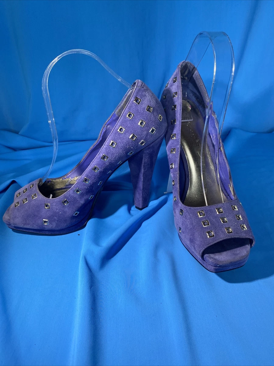 Blue suede shop platform shoes