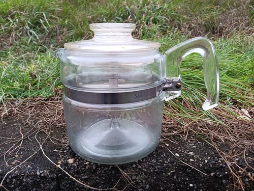 Pristine Vintage Pyrex Flameware 7754-B Coffee Percolator Pot 4 Cup Complete!