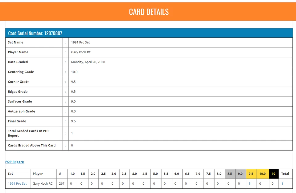 POP 1: Gary Koch RC BGS 9.5: 1991 Pro Set Golf Rookie Card Gisto #267 - Image 3 of 3