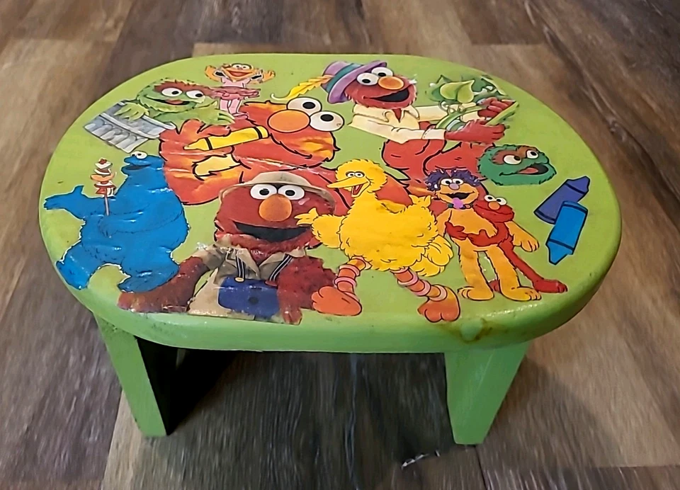 Детский табурет для ног ручной работы Elmo деревянный Улица Сезам (b18) - Изображение 2 из 4