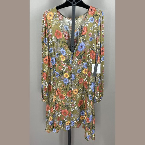 NUEVO ONeill Vestido Mujer Grande Verde Rosa Azul Floral Boho Verano Jardín Playa