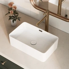 Los Flexi 19" x 12" White Ceramic Bathroom Vessel Sink with Rear Overflow