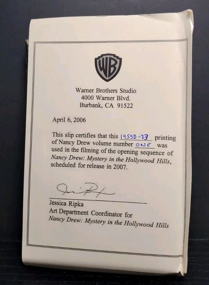 Nancy Drew #1 Secret of the Old Clock (1930) HC w/ COA Movie Display - Image 2 of 4