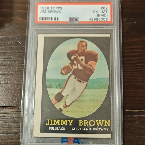 1958 Topps #62 Jimmy Jim Brown Rookie Card PSA 6