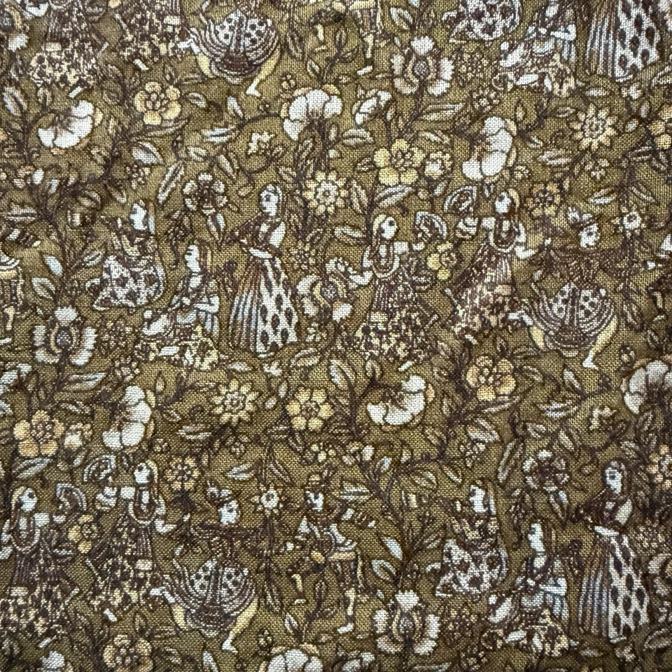 "Bufanda cuadrada Echo Vintage años 80 ligera marrón y crema floral Cottagecore 34""" Foto 3 de 4