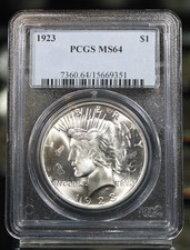 1923 Peace Silver Dollar - PCGS Certified MS64 !!