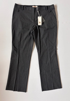 Tory Burch Kane Pants Size 8 Gray Wool Blend Cropped Flare Trousers NWT $25