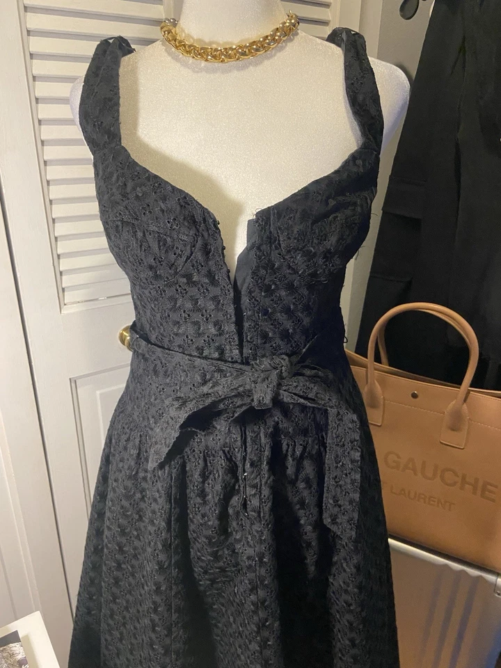 Vestido midi con corsé ojales negro Nanette Lepore talla 4 Foto 3 de 4