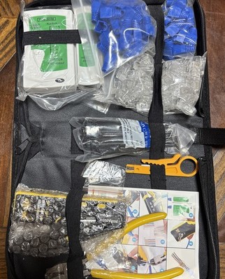 RJ45 Crimp Tool Kit Ethernet Pass through Crimper Network Cat5 Cat6 Cat7