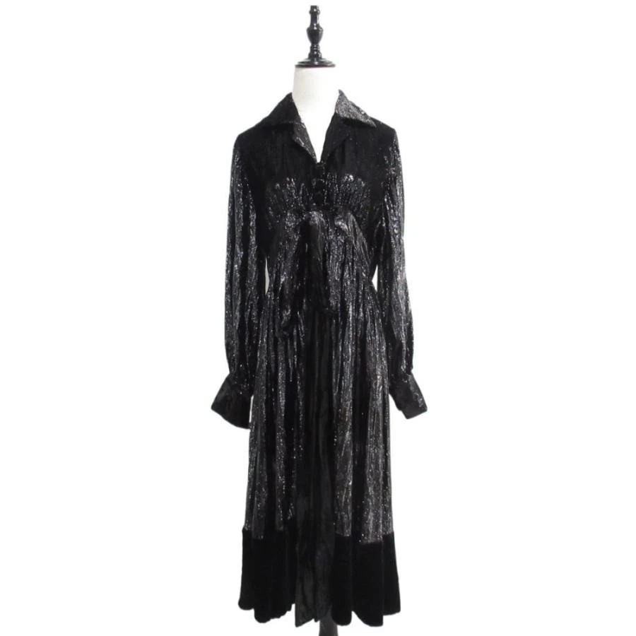 Robe chemise à nouer ruban velours brillant GUCCI bon état   Noir (Taille 38)   Femme