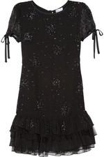 $1200 RED VALENTINO Embellished Ruffled Tulle Mini Dress IT 42, US 6, M EUC