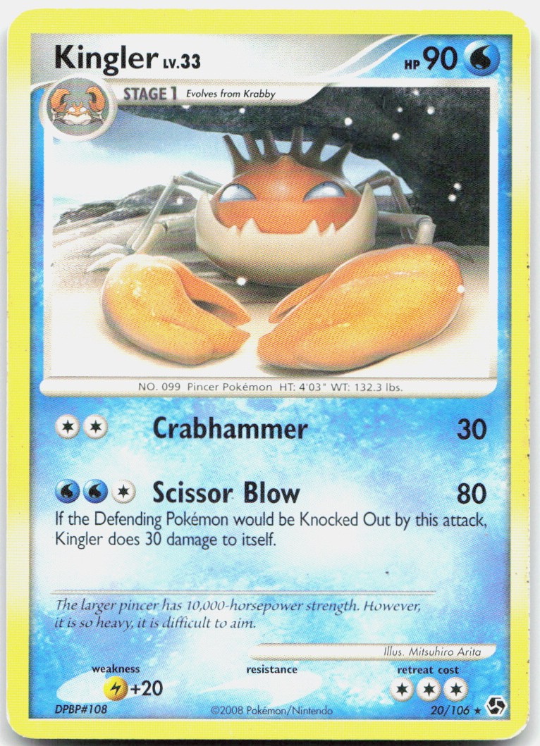 Pokemon TCG Kingler Great Encounters Rare 20/106