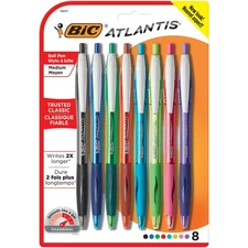 BIC Atlantis Ball  Pen Medium Asst 8pk Ultra Comfort, NEW RARE DISCONTINUED 