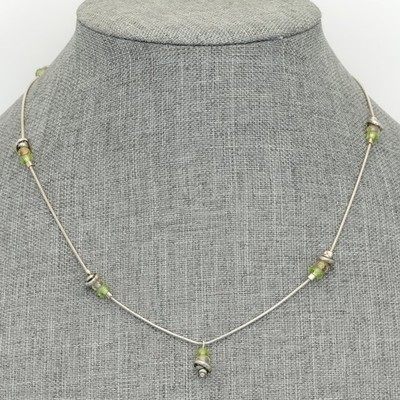 Vintage Silpada Sterling Silver Peridot & Citrine Beaded Station Necklace N0771