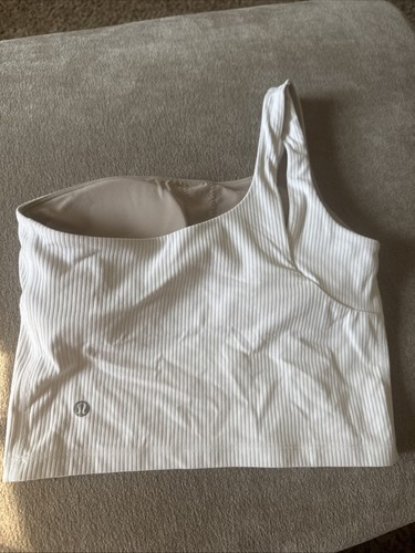 Lululemon geripptes asymmetrisches Yoga-Tanktop Nulu A/B-Cup Größe 6 weiß 52234 - Bild 4 von 8