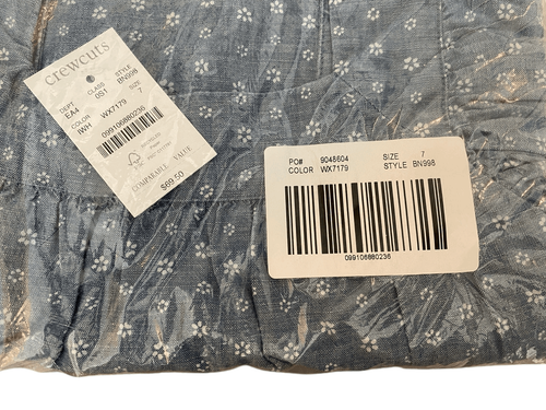 NWT J. Crew Crewcuts Chambray Floral Ruffled Girls Dress Sz 7 - Picture 3 of 6