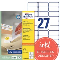 1-20X Avery Zweckform Universal-Etiketten, 63,5 X 29,6 Mm, Weiß Spare Bis Zu 21%