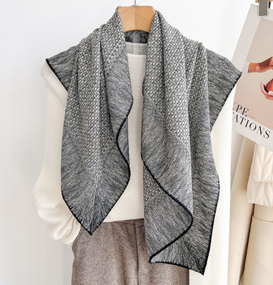 75% Cashmere 25% Silk Shawl Scarf Neckerchief knit Print Bandana 35'' Wrap new