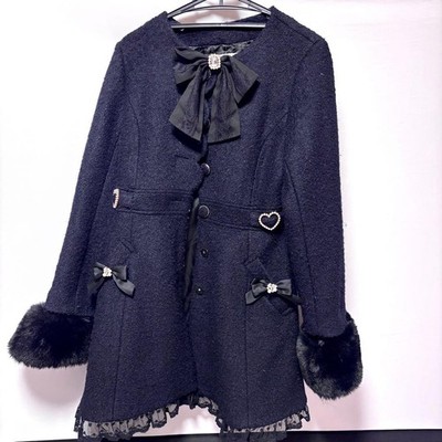 LIZ LISA Coat Black A-line Ribbon