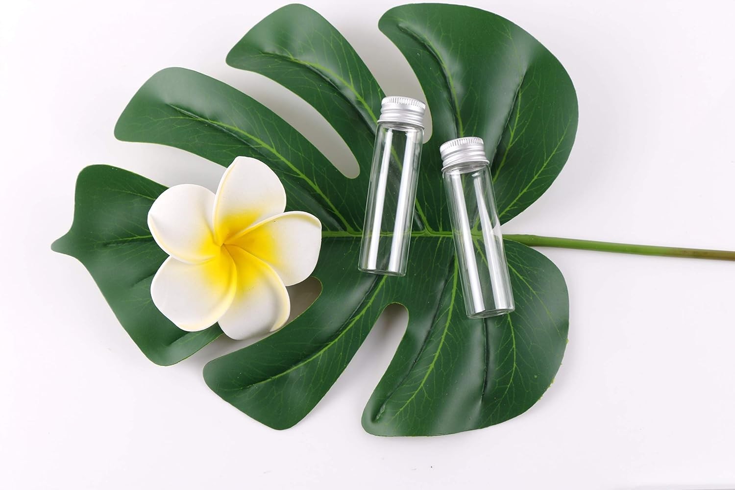 MaxMau 24 Tiny Jars with Aluminum Screw Lids 15ml Small Glass Bottles Clear Mini