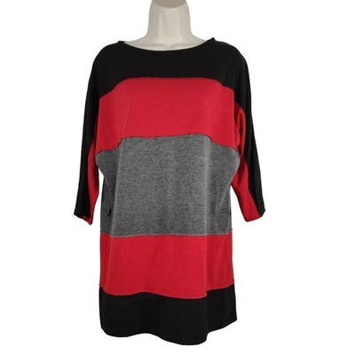 Coco Bianco T-Shirt Tunic Top Dress Women Size S Colorblock Stripe 3/4 Sleeve