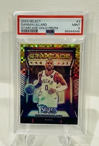 Damian Lillard 2023-24 Select Starcade /10 Gold Prizm #3 PSA 9 Pop 1/1 Higher