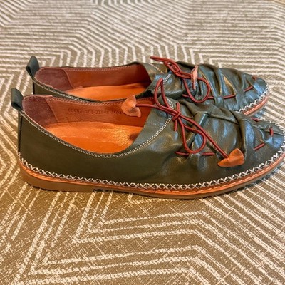 Spring Step Berna Olive Green Leather Comfort Flats Women s EU 41 US 10 NWOT