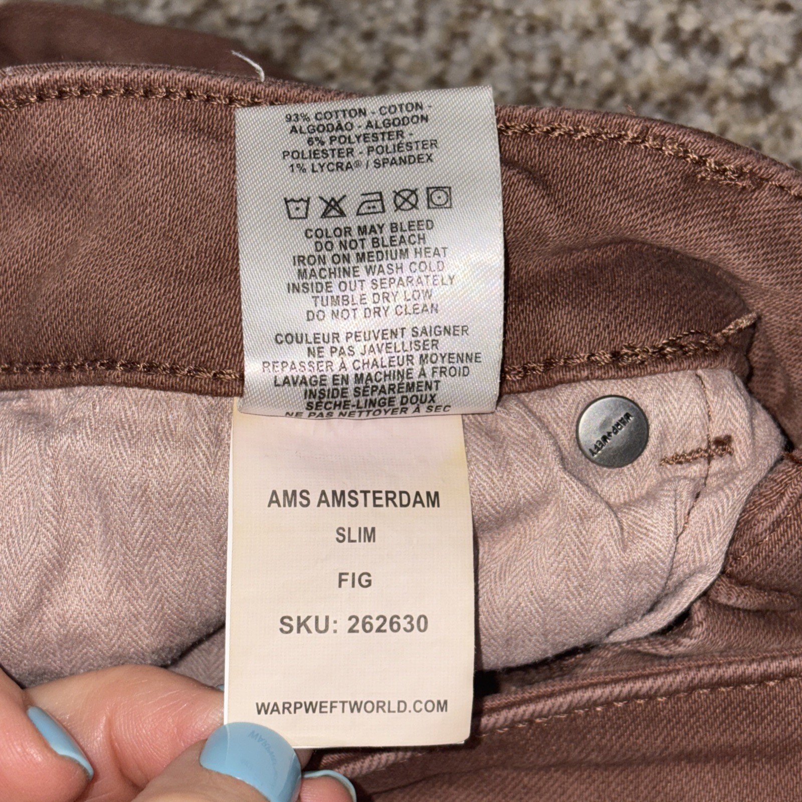 Warp Weft Jeans Mens 30x30 Amsterdam Slim Stretch Pants Fits 28x29 Brown - View 6