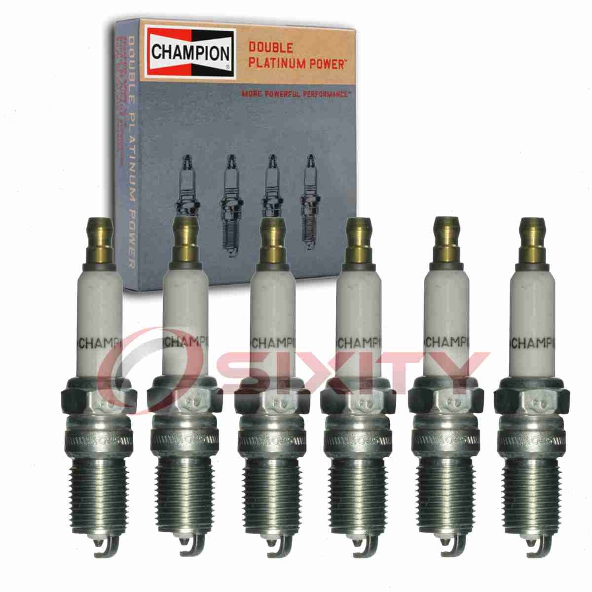 6 pc Champion Double Platinum Spark Plugs for 1976-1981 Volvo 265 2.7L 2.8L jy