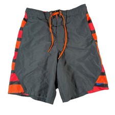 Nike Mens Gray and Orange Lined Swim Trunks with 3 Pockets Size Medium EUC