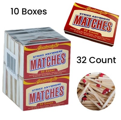 Cartwright Strike Anywhere Wooden Pocket Matches, 32 Count, 10 Boxes, 320 Total 