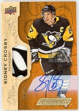 Sidney Crosby 2018-19 Upper Deck Engrained Patch Autograph Card #5 6/15