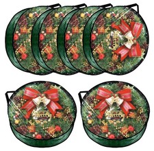 6 Pack Wreath Storage Container Bag, 24X8 Inch Christmas Wreath Storage